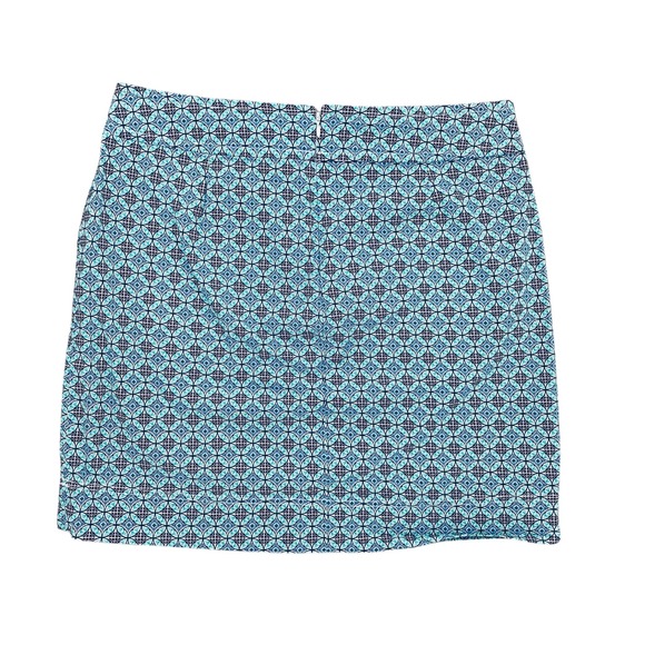 Talbots Blue White Geometric Skirt Women's Size 16 Summer Pockets Casual - Picture 8 of 8